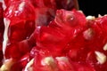 Macro closeup of grains and seeds of a pomegranate